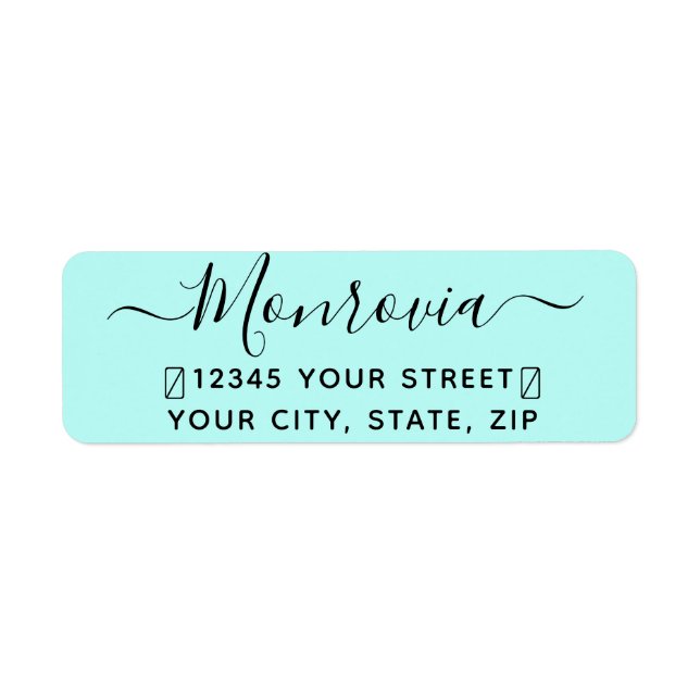 Modern Script Teal Return Address Label (Front)