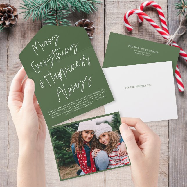 Modern Script Tear Away Photo Holiday Card (Creator Uploaded)