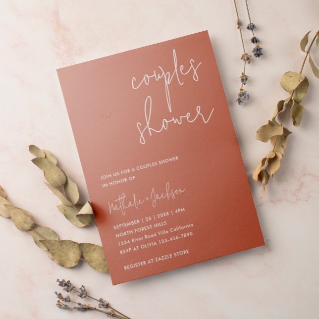 Modern Script Terracotta Couple Bridal Shower Invitation (Creator Uploaded)