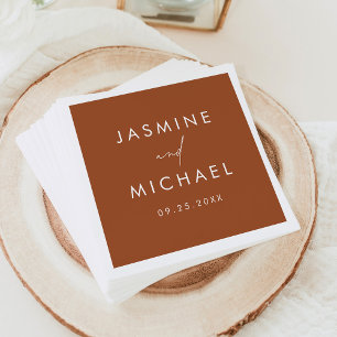 Modern Script Terracotta Wedding Napkin