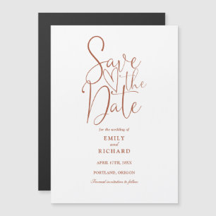 Modern Script Terracotta Wedding Save The Date Magnetic Invitation