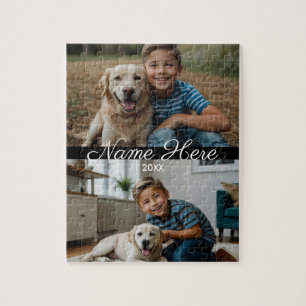 Modern Script Text Pet Photo New Year Jigsaw Puzzle