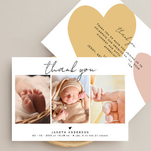 Modern Script Thank You 3 Photos Baby Shower 