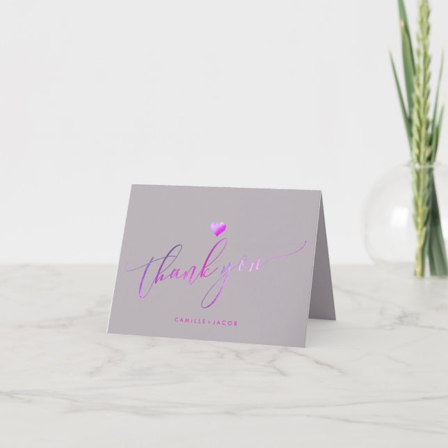 Modern Script Thank You DIY background colour Card (Front)