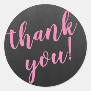 Modern Script Thank You Simple Blackboard Classic Round Sticker
