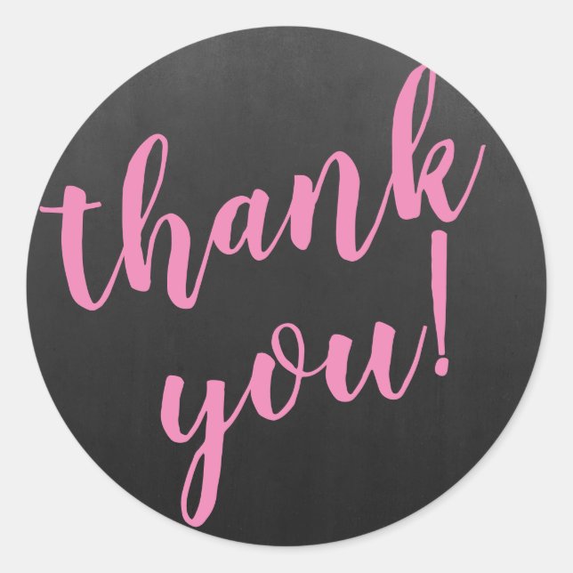 Modern Script Thank You Simple Blackboard Classic Round Sticker (Front)