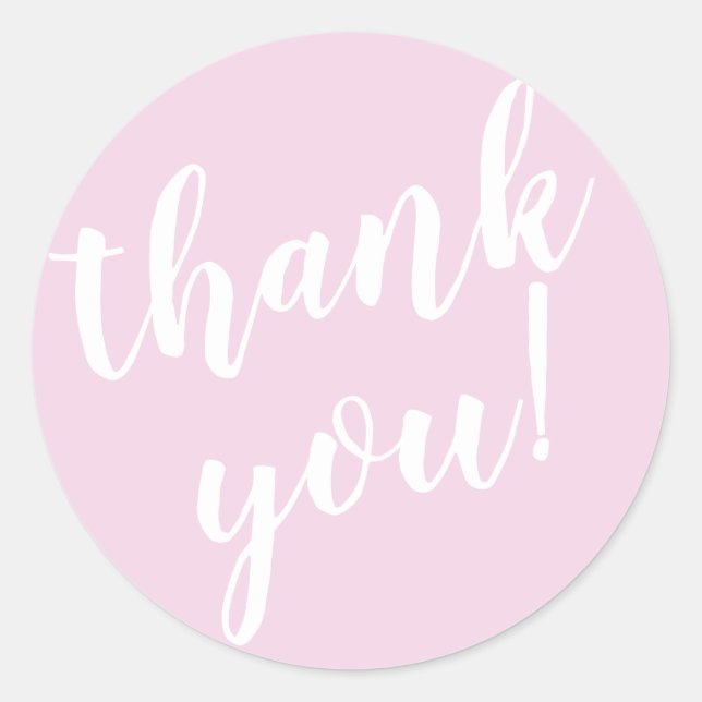 Modern Script Thank You Simple Blush Pink Classic Round Sticker (Front)