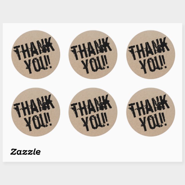 Modern Script Thank You Simple Cardboard Classic R Round Sticker (Sheet)