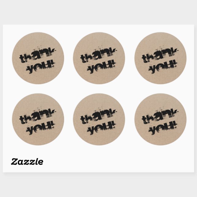 Modern Script Thank You Simple Cardboard Classic R Round Sticker (Sheet)