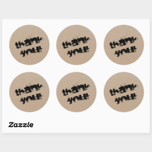 Modern Script Thank You Simple Cardboard Classic R Round Sticker