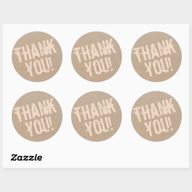 Modern Script Thank You Simple Cardboard Classic Round Sticker (Sheet)