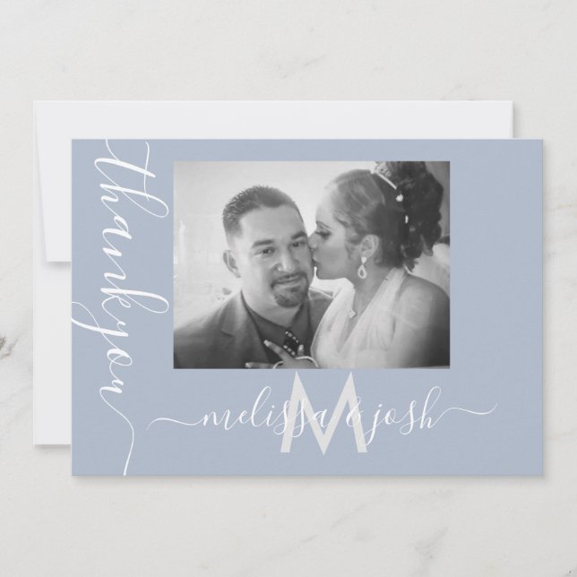 Modern Script Thank You Wedding Couples Photo Card (Front)