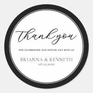 Modern Script Thank You Wedding Favor Classic Round Sticker