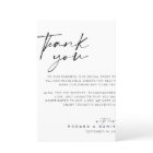 Modern Script Thank You Wedding Reception Card