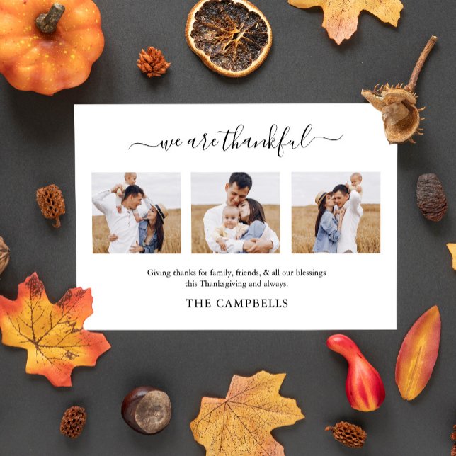 Modern Script Thanksgiving Photo Holiday Card (Creator Uploaded)