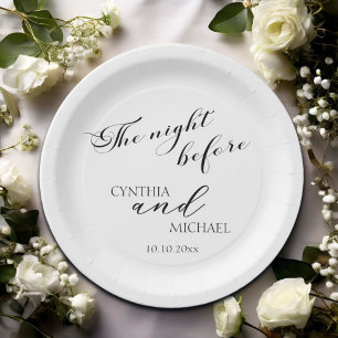 Modern Script 'the Night Before' Wedding Paper Plate