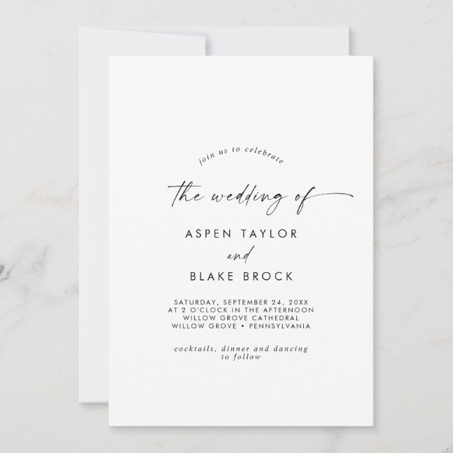 Modern Script The Wedding Of Invitation (Front)