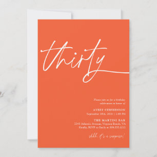 Modern Script Thirtieth Birthday Party  Invitation
