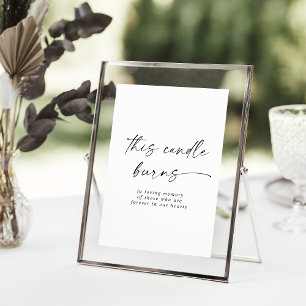 Modern Script This Candle Burns Wedding Memorial Poster