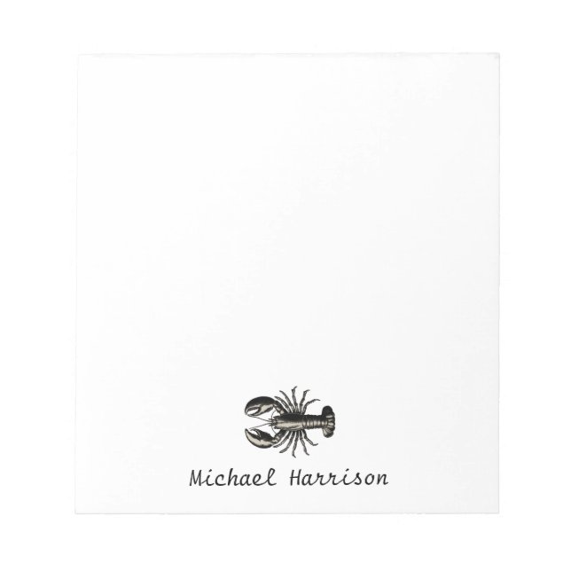 Modern Script Trendy vintage Lobster Personalised  Notepad (Front)