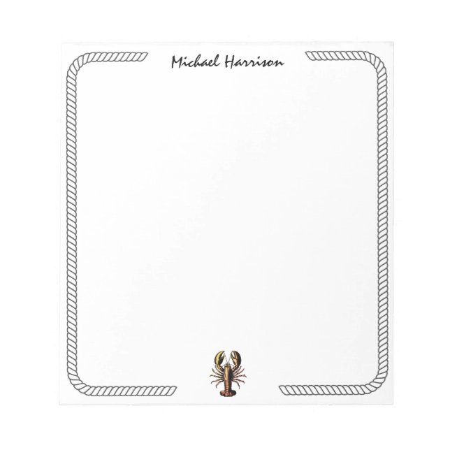 Modern Script Trendy vintage Lobster Personalised  Notepad (Front)