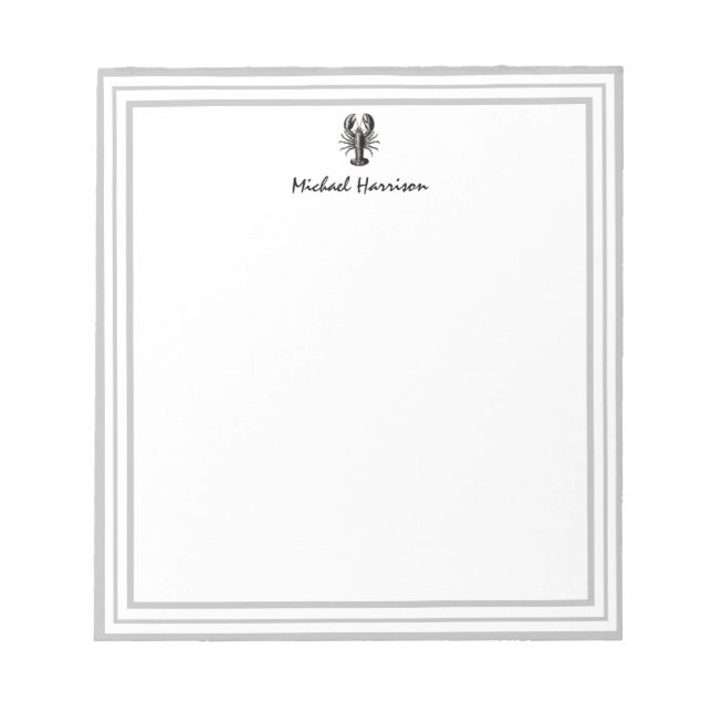 Modern Script Trendy vintage Lobster Personalised  Notepad (Front)
