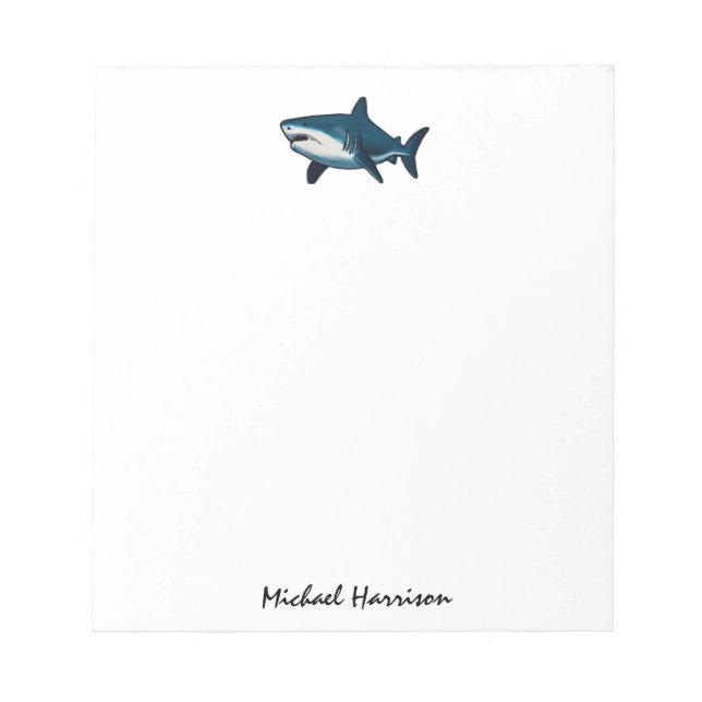 Modern Script Trendy vintage Shark Personalised  Notepad (Front)