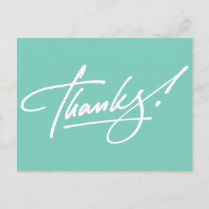 Modern Script Turquoise Thank You Card