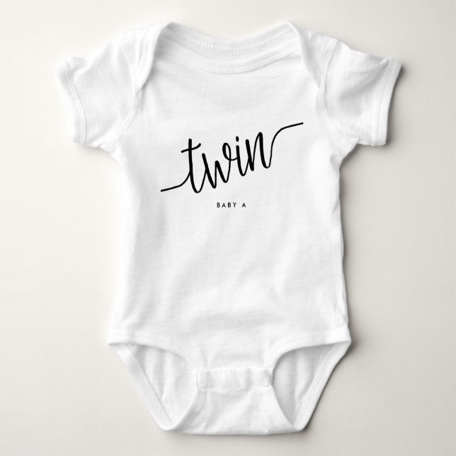 Modern Script Twin Romper Baby Bodysuit (Front)