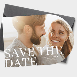 Modern Script Two Photo Wedding Side Arch Save The Date