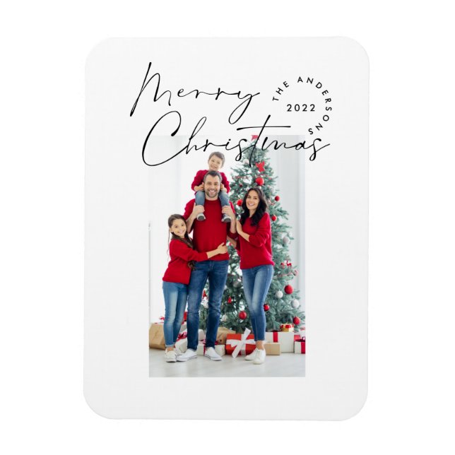 Modern script typography 1 photo Christmas Holiday Magnet (Vertical)