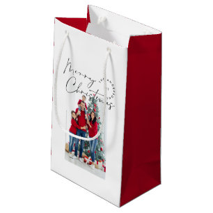 Modern script typography 1 photo Christmas Holiday Small Gift Bag