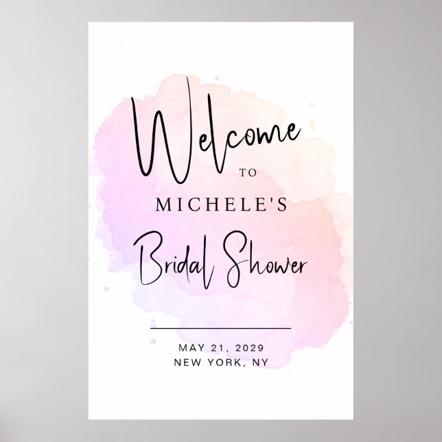 Modern Script Typography Bridal Shower Welcome Poster (Front)