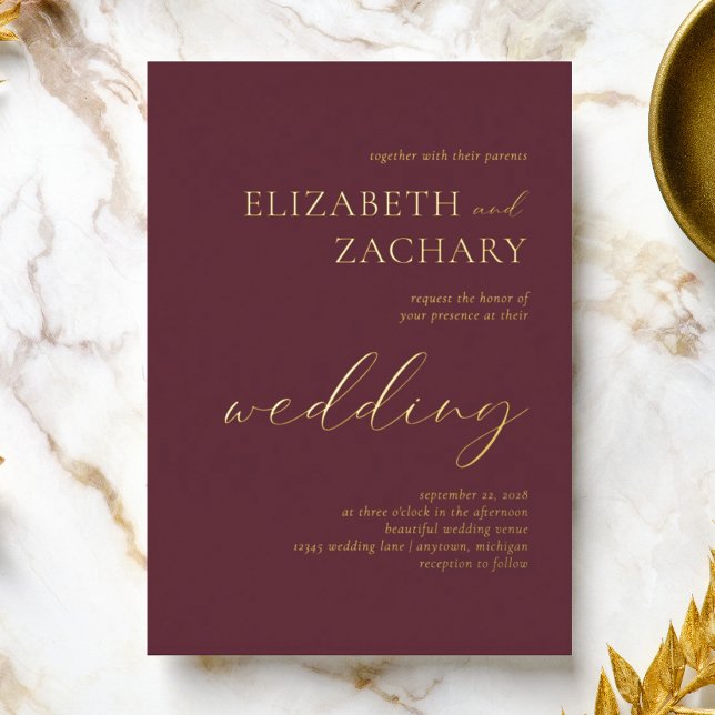 Modern Script Typography Burgundy Wedding (Creator Uploaded)