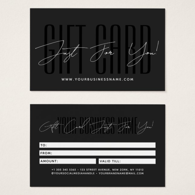 Modern script typography business gift card  (Front & Back)