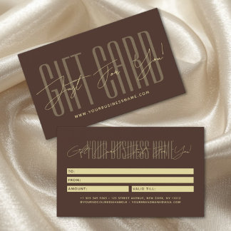 Modern script typography business gift card