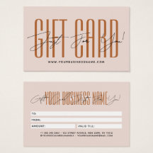 Modern script typography business gift card
