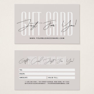 Modern script typography business gift card