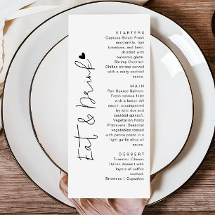Modern Script Typography Eat & Drink Wedding Menu