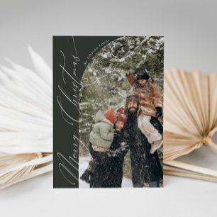 Modern Script Typography Half Arch Photo Christmas Holiday Card