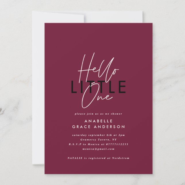 Modern script typography hello little one (Front)