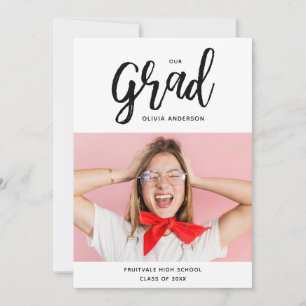 Modern script typography High School graduation Invitation