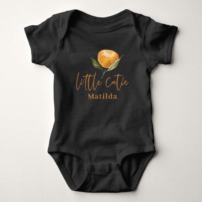 Modern script typography little cutie new baby  bodysuit (Front)