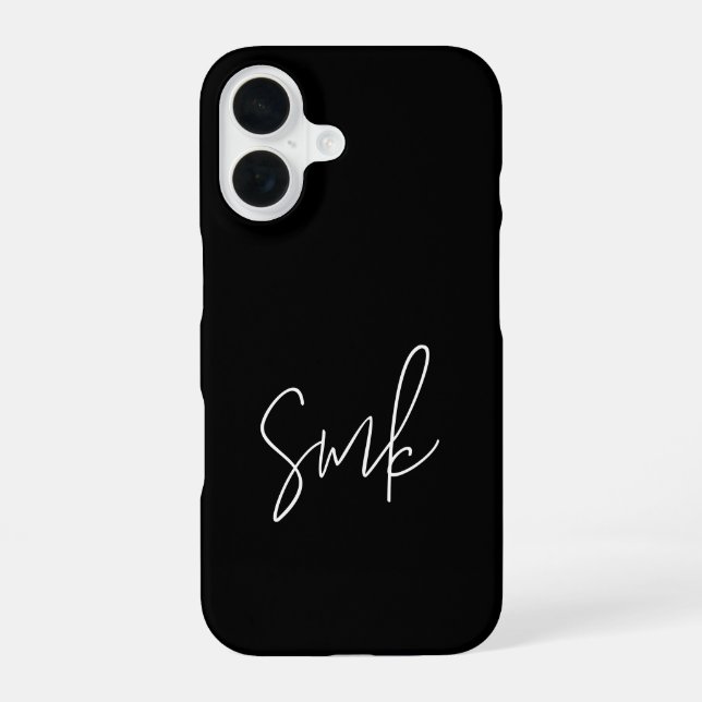 Modern Script Typography Monogram iPhone 16 Case (Back)