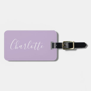 Modern Script Typography Name Simple Orchid Bloom  Luggage Tag