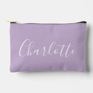 Modern Script Typography Name Simple Orchid Purple Accessory Pouch