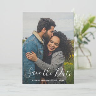 Modern Script Typography Photo Elegant Wedding Save The Date