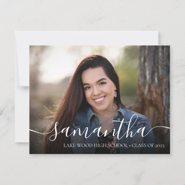 Modern Script Typography Photo Graduation Party Invitation (Front)