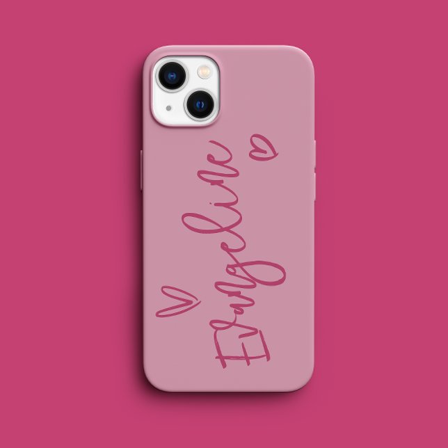 Modern script typography pink girly heart elegant Case-Mate iPhone case (Creator Uploaded)