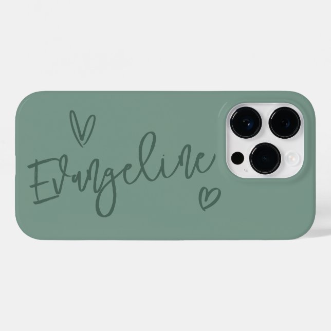 Modern script typography sage girly heart elegant Case-Mate iPhone case (Back (Horizontal))